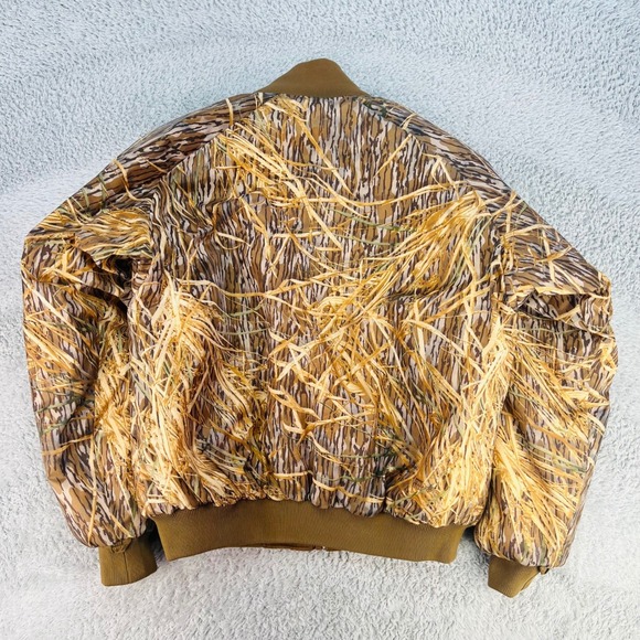 Columbia Jacket Mens Large Reversible Camo Duck Hunting Bomber Brown Nylon Down - Picture 2 of 11